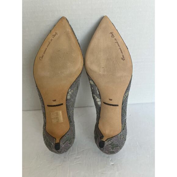Dolce & Gabbana Taormina Lace Crystal Embellished Pointy Toe Low Heel Pumps 6.5 - Picture 12 of 14